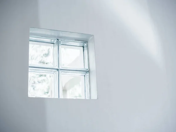 Cierre Cuatro Bloques Vidrio Ladrillos Ventana Canal Iluminado Para Luz —  Fotos de Stock