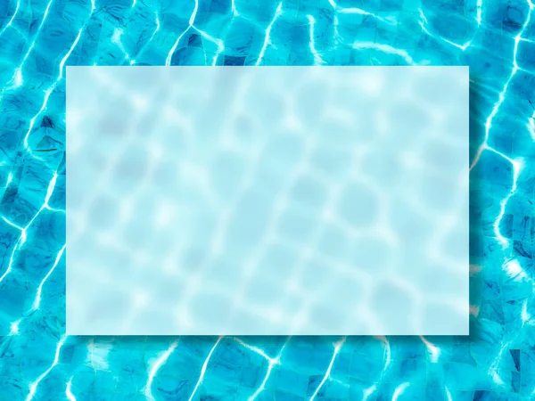 Transparent Glass Border Frame Beautiful Movement Blue Water Surface Swimming — Stock Photo, Image