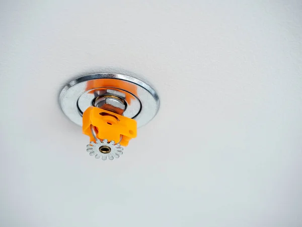 Close Fire Sprinkler Chrome Plastic Orange Color Materials Isolated White — Stockfoto