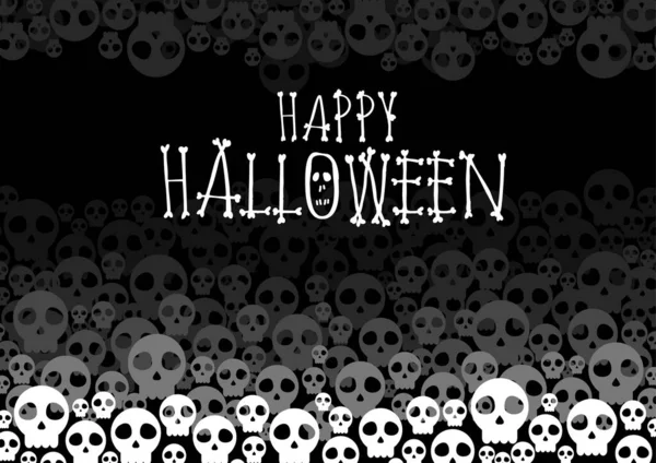 Happy Halloween Vector Cute Skull Heads Happy Halloween Text Banner — Stockvektor