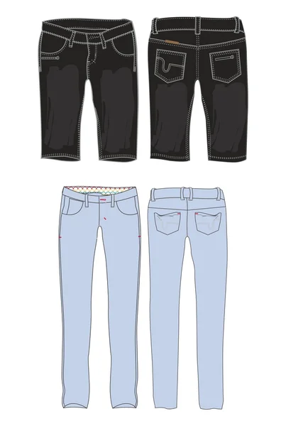 Шаблон одежды все джинсы набор — стоковый вектор