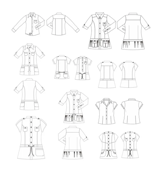 Conjunto de modelos de moda de vestuário — Fotografia de Stock