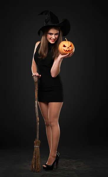 The smiling girl is the witch — Stock Photo, Image