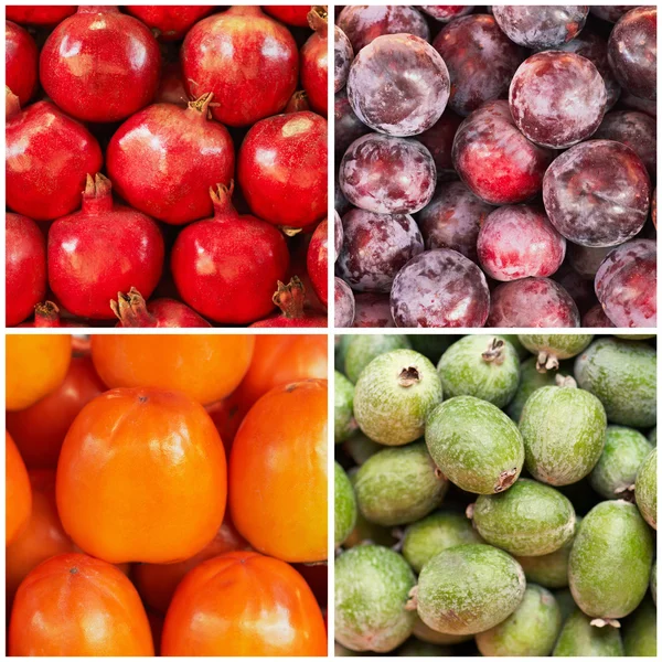 Frutas tropicales en el collage — Foto de Stock