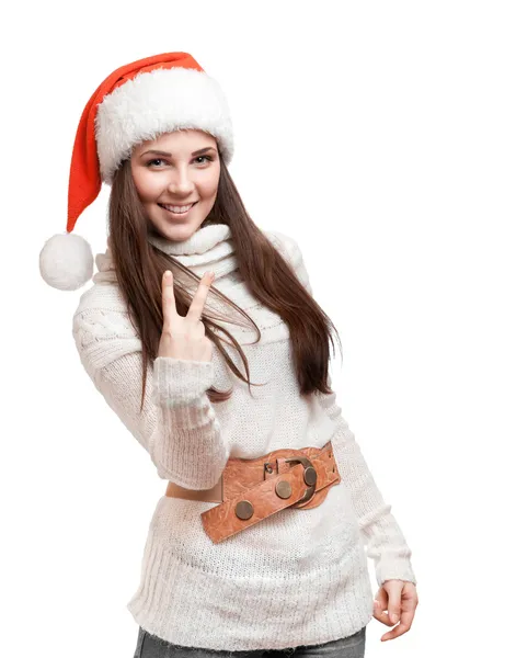 Milá dívka se směje ve svetru — Stock fotografie