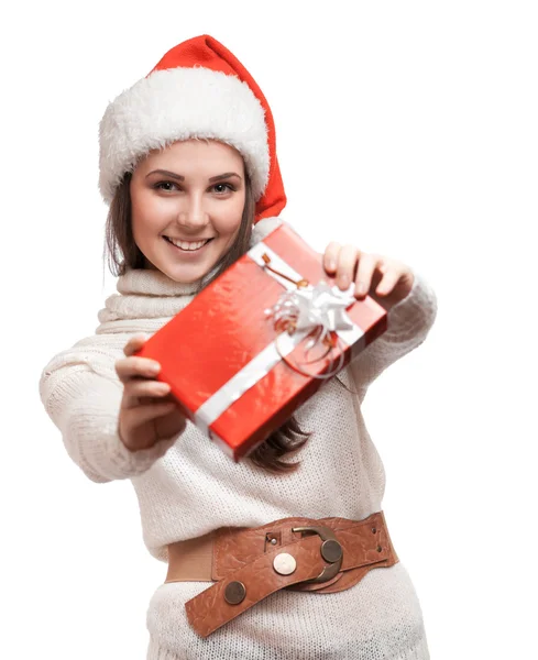 The nice girl is giving the gifts — Stock Photo, Image