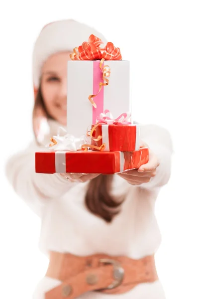 The girl behind the presents — Stock Photo, Image