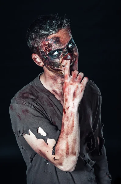 Zombie picks his nose — Stock Photo, Image