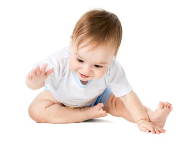 child takes something on the floor clipart