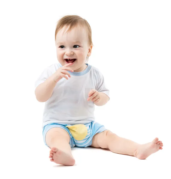 Baby sitting and laughing — Stock Photo, Image