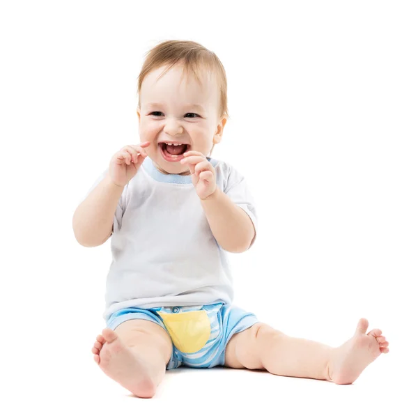 Baby sitting and laughing — Stock Photo, Image