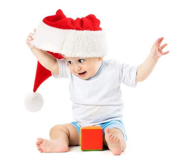 Barnet tar bort hatten santa — Stockfoto