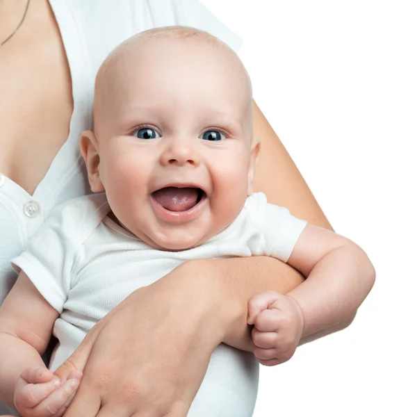 Bébé garçon dans le confort des bras des mamans — Photo