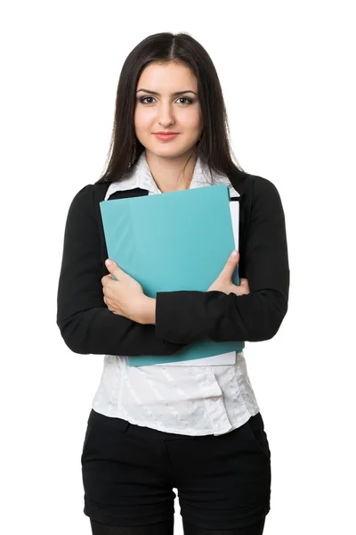 Beautiful businesswoman with a folder — Stock Photo, Image