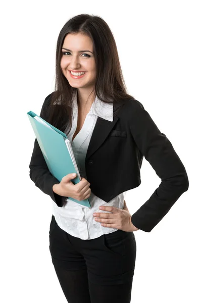 Beautiful businesswoman with a folder — Stock Photo, Image