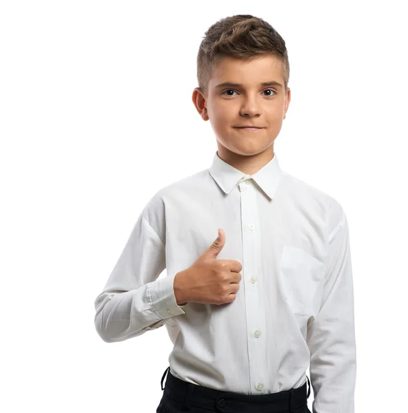 Boy happy showing thumbs up — Stock Photo, Image
