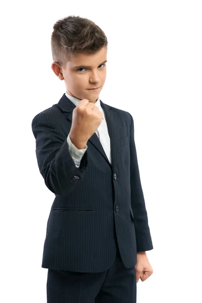 Evil boy showing his fist — Stock Photo, Image