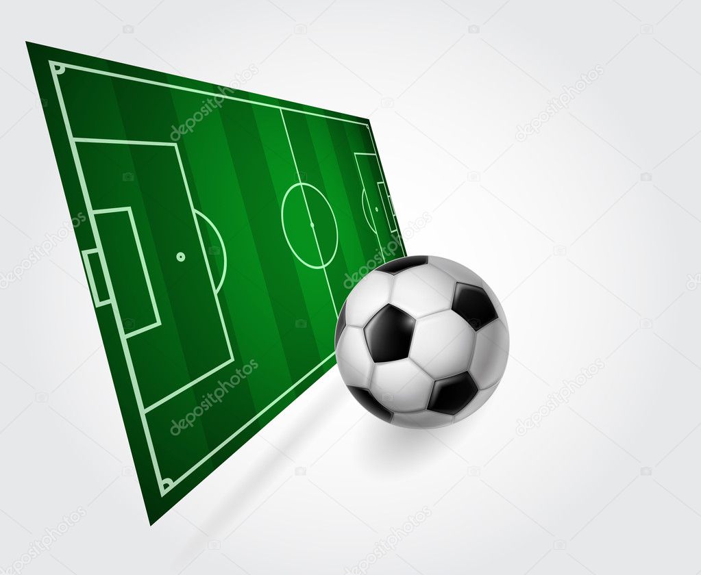 Soccer field with ball - vector