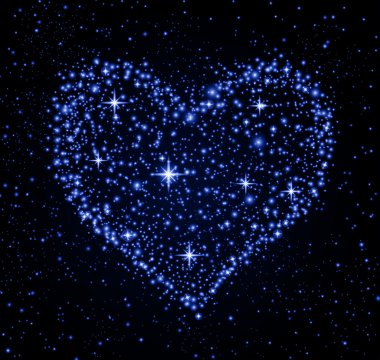 alan arka plan - gece gökyüzünde yıldız kalp