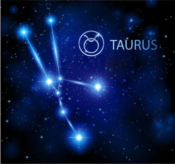Natthimlen stjärnor med taurus horoskop tecken — Stock vektor