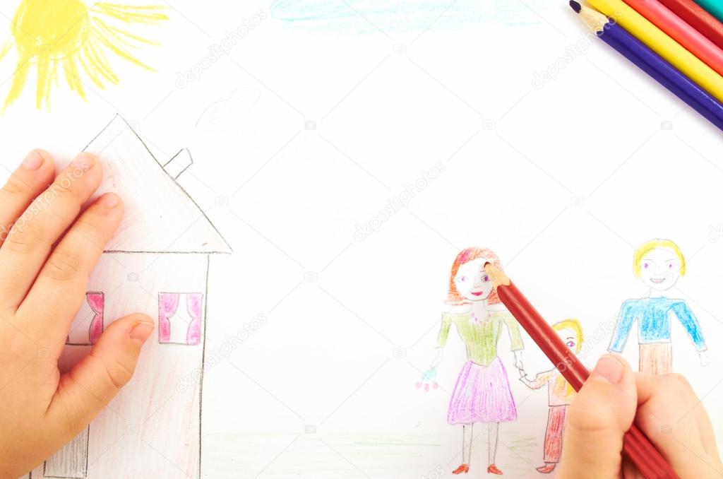 Children.Children's hand painted design on a white sheet