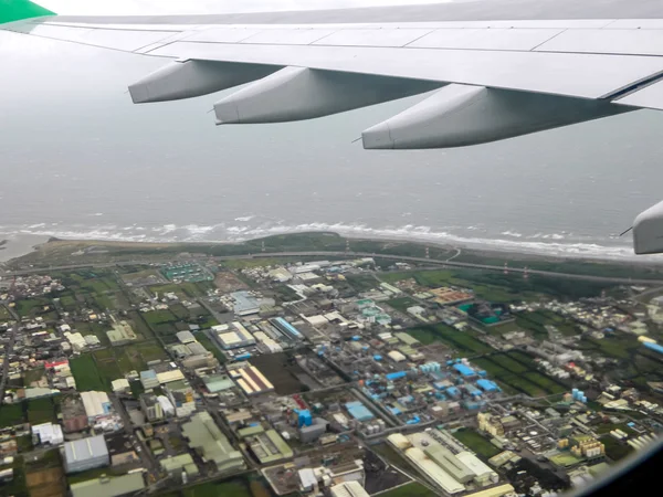 Punto de vista desde el avión de Taiwán llega a Tailandia — Foto de Stock