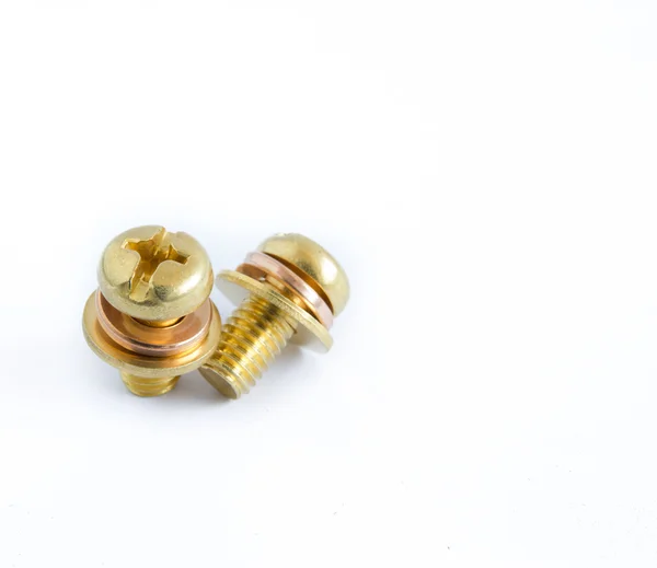 Macro of one brass screw — Stock Photo, Image