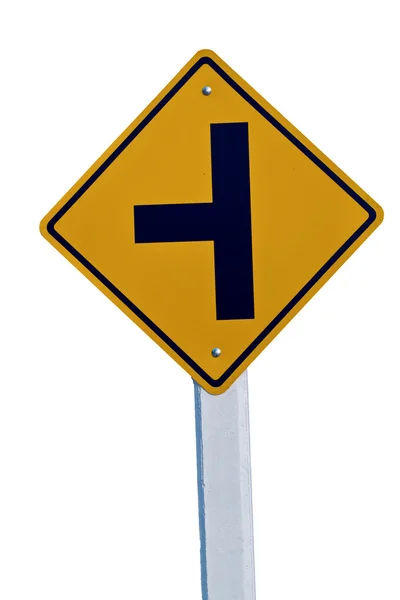 Fork in the road sign isolated on white — Stock Photo, Image