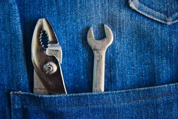 Tools in jean back pocket — Stock Photo, Image