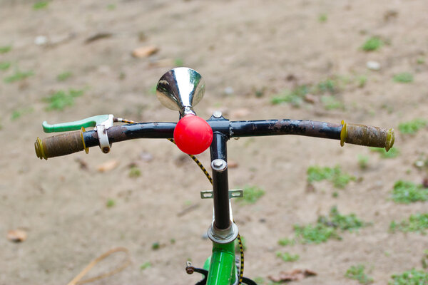 Vintage air horn with rubber bulb on bicycle