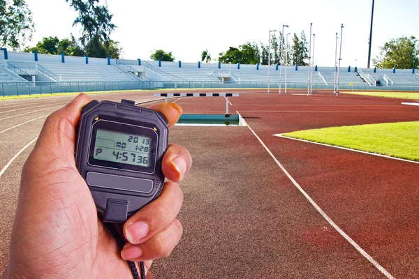 Racetrack and long jump pit — Stock Photo, Image
