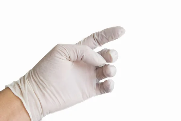 Hombre médico tirando de guantes quirúrgicos blancos . —  Fotos de Stock