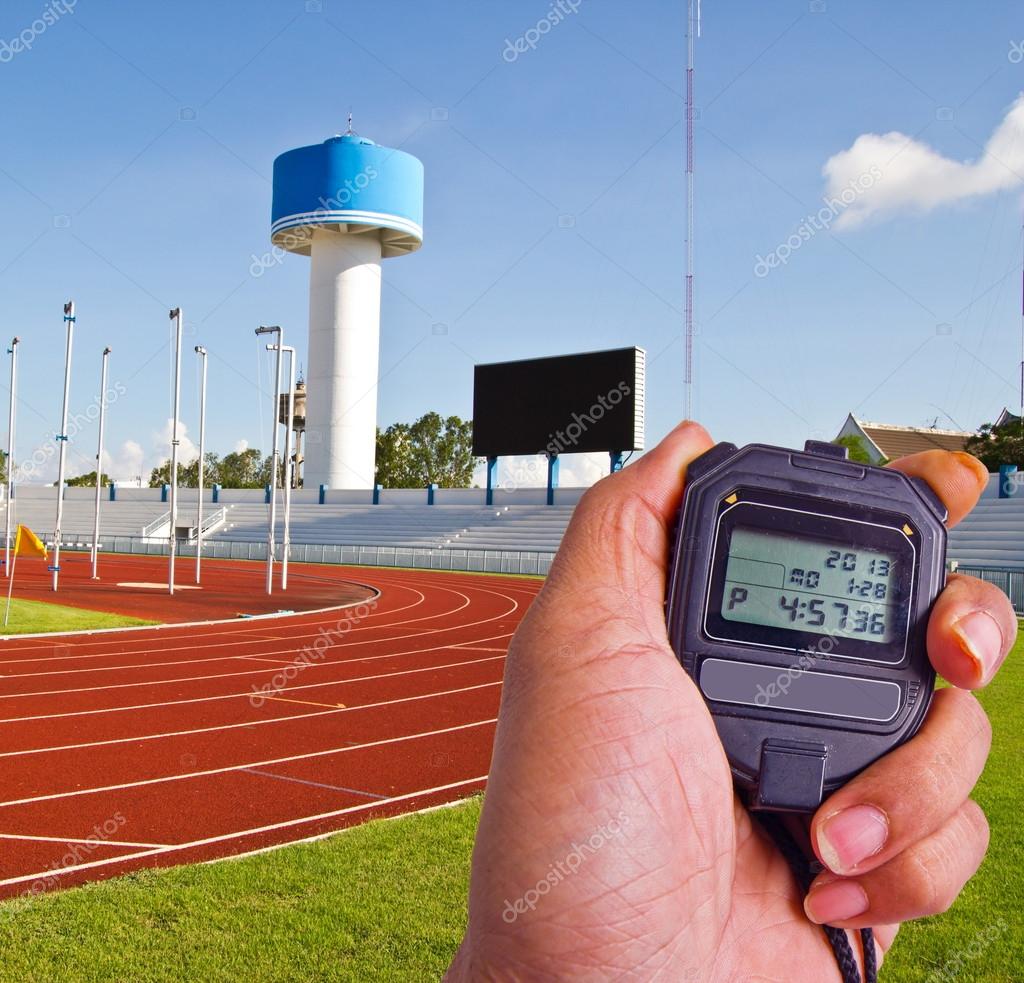 Stopwatch in athletics field — Stock Photo © thailandonly 35486651
