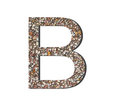 Font eski ve yıpranmış taş duvar dokusu alfabesinden bir gölge ve yolu ile