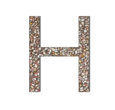 Font eski ve yıpranmış taş duvar dokusu alfabesinden bir s