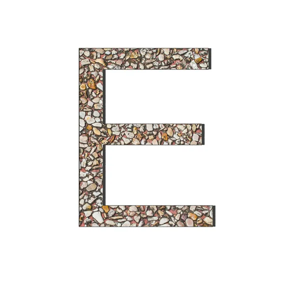 Teckensnitt från gamla och väderbitna stenmur textur alfabetet en med skugga och väg — Stockfoto