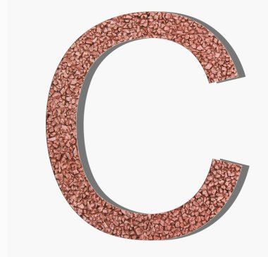 Font eski ve yıpranmış taş duvar dokusu alfabesinden bir s