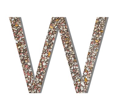 Font eski ve yıpranmış taş duvar dokusu alfabesinden bir s