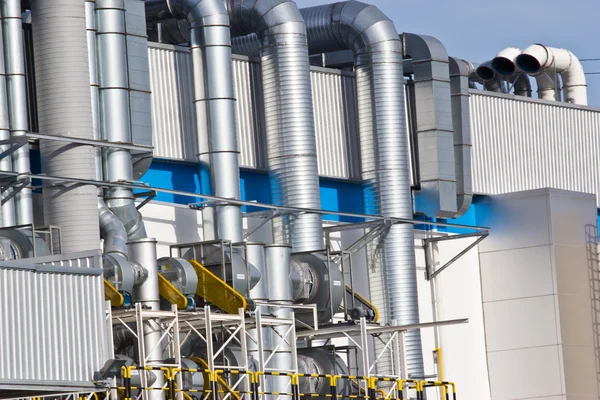 Ventilation pipes of an air conditionon a roof top. — Stock Photo, Image