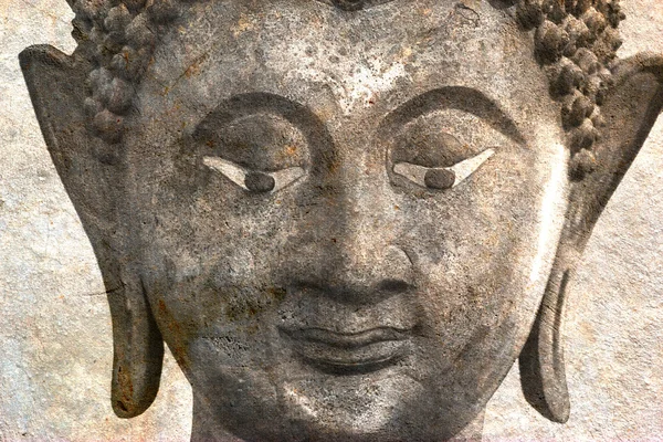 Ancien visage de Bouddha, Ayutthaya, Thaïlande — Photo