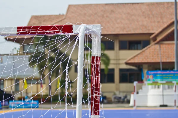 White football net, green grass ,futsal goal — Stock Photo, Image