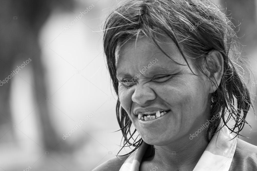 An old woman with good funny face
