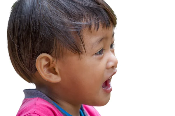 Schattig emotionele weinig meisje vreugdevolle glimlachen — Stockfoto