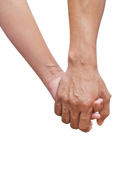 Ungt par hålla händer - vy från baksidan — Stockfoto