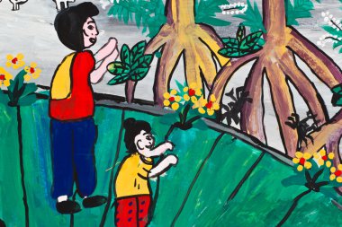 Taylandlı genç sanatçı tarafından çizilmiş Eko sembolleri el