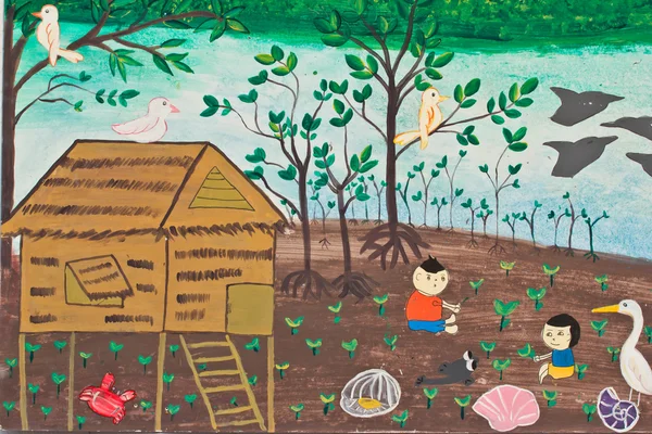 Eco Simboli disegnati a mano dal giovane artista thai — Foto Stock