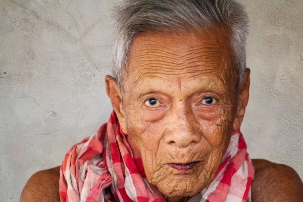 Asian old senior man candid portrait — Stock Photo, Image