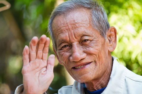 Asian old senior man candid portrait — Stock Photo, Image