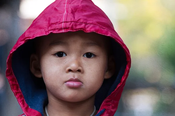 Asian boy on a cold winter day — Stock Photo, Image