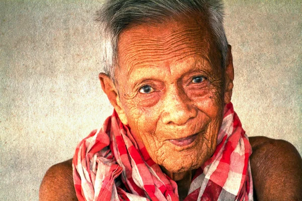 Aziatische oude senior man candid portret — Stockfoto